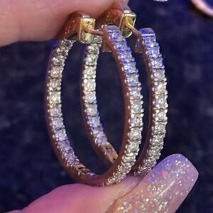❤️Sparkling 14K Gold and diamond Hoop Earrings❤️called in & outs😎these are real